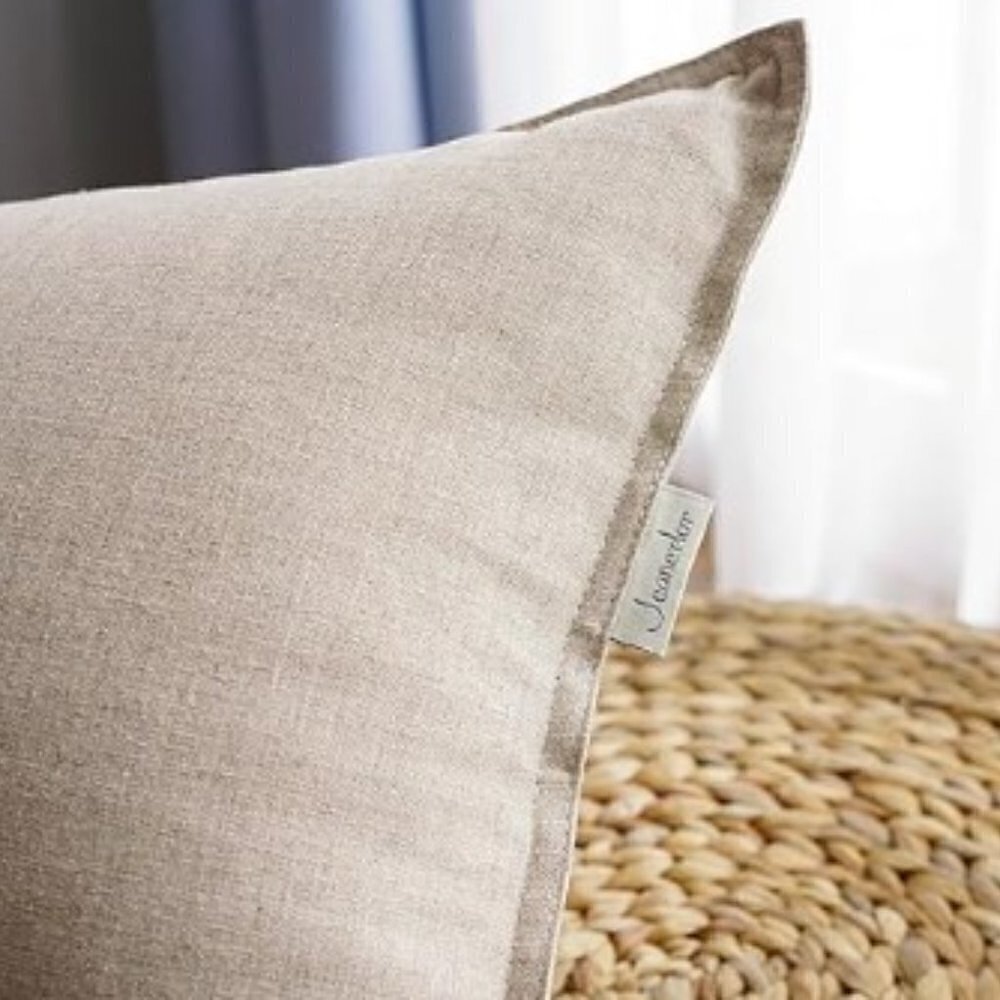 JEANERLOR COTTON LINEN SOLID LUMBAR THROW PILLOW CASE CUSHION COVER - Picture 2 of 9